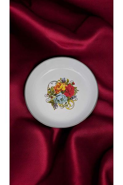 Avşar Enameled Evim 18 cm Enameled Plate Custom Plate Brown Plate