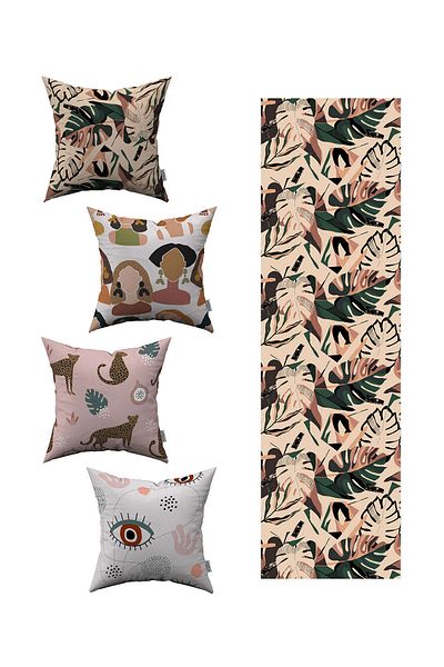 Cango Home Husă de pernă decorativă cu model roz maro 1 set de alergători 4kmbs066-rs-01