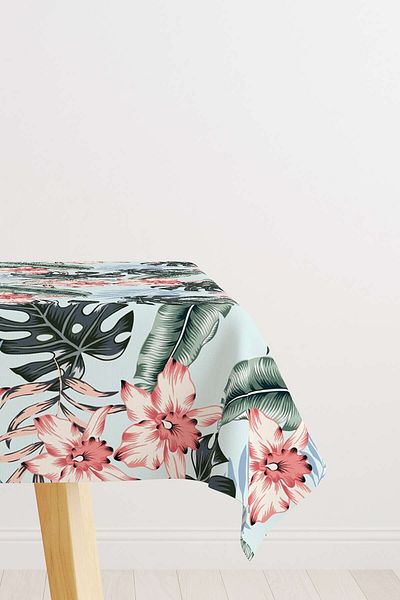 Cango Home Pink Blue Tropical Flower Patterned Digital Printed Tablecloth Otyk712-ms