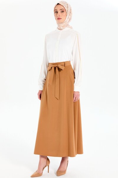 Tuğba Mendil Overloğu Detaylı Gömlek - Ekru