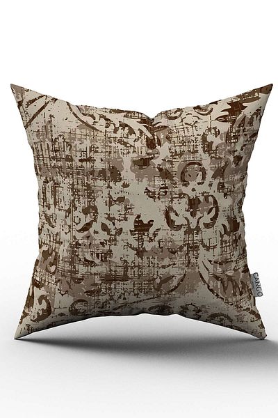 Cango Home Față de pernă decorativă cu flori etnice, gri maro - Cgh128