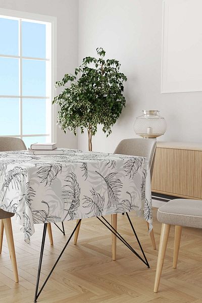 Cango Home Hanorac de birou cu model frunze tropicale alb negru Otyk921-ms