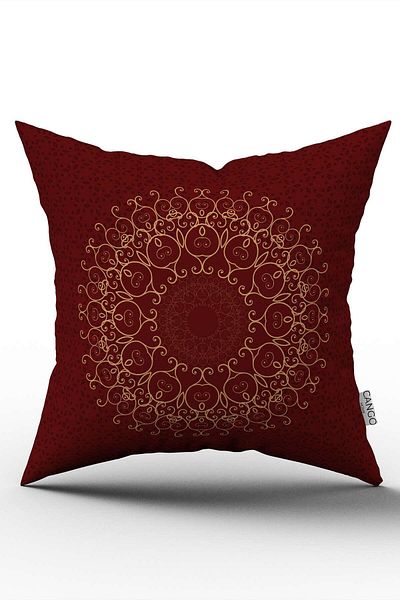 Cango Home Red Burgundy Ramadan Themed Motif Patterned Digital Printed Throw Pillow Cover CGH1286
