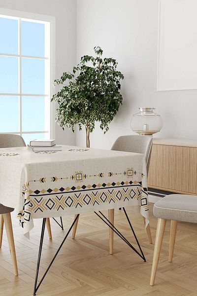 Cango Home Covor etnic negru crem cu model cu imprimeu digital de birou Cgh1086-ms
