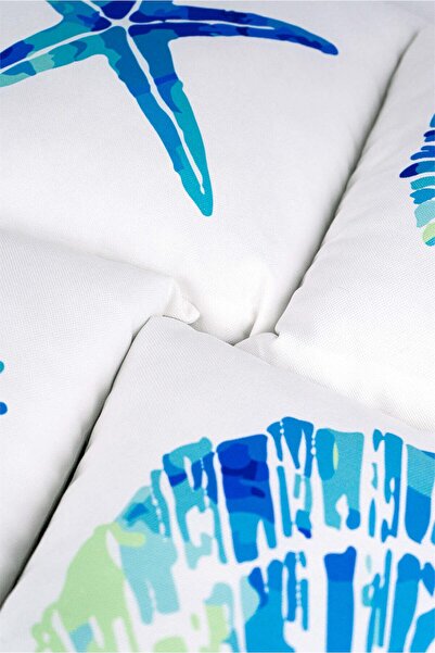 Cango Home Set de 4 huse de pernă cu model marin albastru pe două fețe, imprimate digital, 4kmbs88-ct