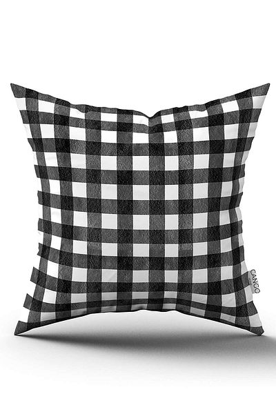 Cango Home Double Sided Black and White Checkered Digital Printed Throw Pillow Cover Cgh1093
