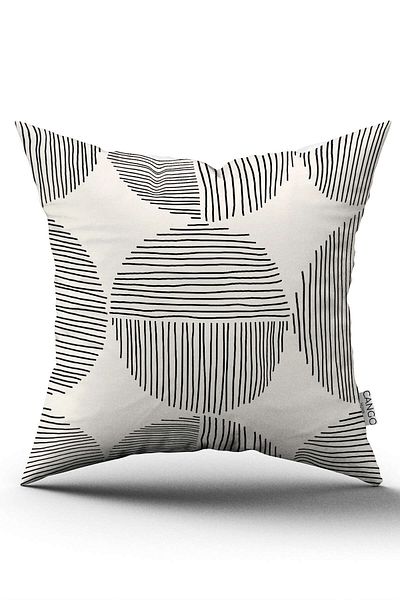 Cango Home Double Sided Cream Black Bohemian Scandinavian Geometric Digital Printed Throw Pillow Cover Cgh1220