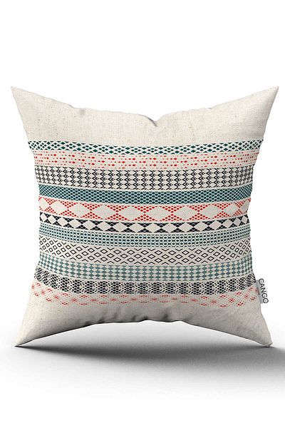 Cango Home Husă de pernă cu model Kilim etnic portocaliu crem - imprimată digital Cgh1108