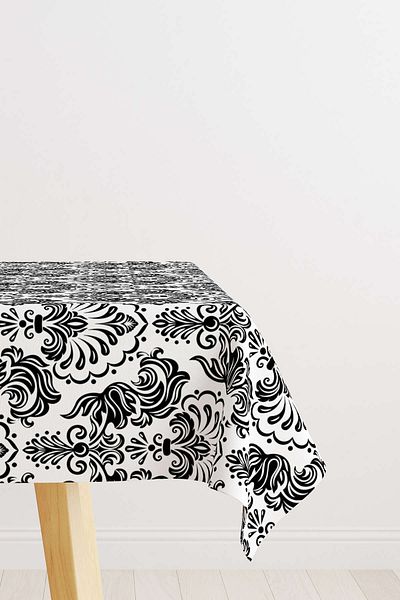 Cango Home Black and White Ethnic Damask Patterned Desktop Cgh343-ms
