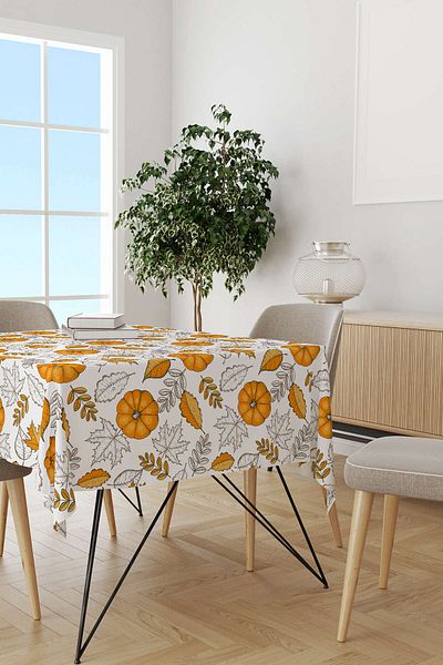 Cango Home Orange Halloween Pumpkin Patterned Digital Printed Tablecloth Cgh760-ms