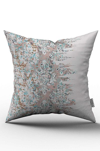 Cango Home Double Sided Turquoise Gray Damask Patterned Throw Pillow Pillow Case - Cgh130-ct