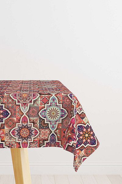 Cango Home Pink Retro Vintage Patterned Digital Printed Tablecloth Otyk022-ms