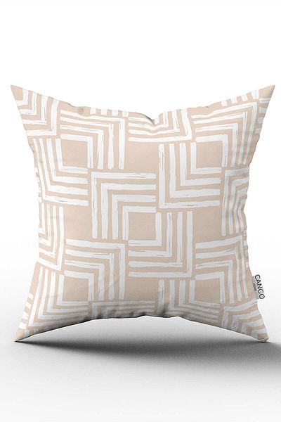 Cango Home Cream White Bohemian Scandinavian Geometric Pattern Digital Printed Throw Pillow Cover Cgh1206