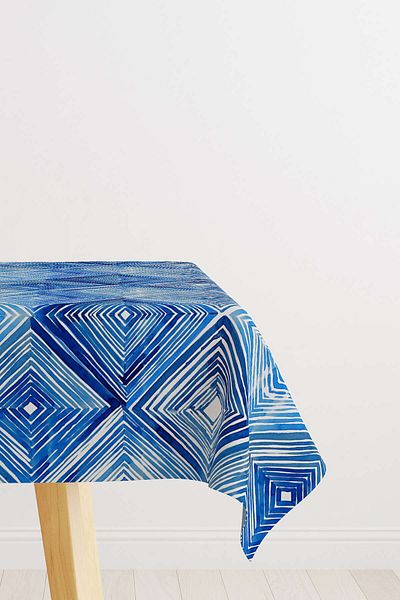 Cango Home Față de masă decorativă geometrică albastru alb Cgh185-ms