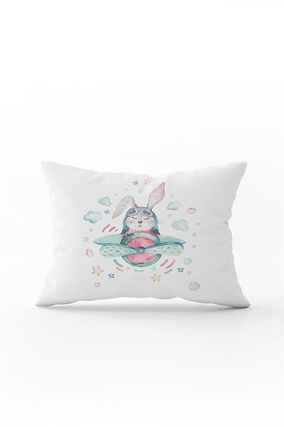 Cango Home Double Sided 35x50 Pink Turquoise Helicopter Rabbit Children's Throw Pillow Pillow Case - Cgh034-3550