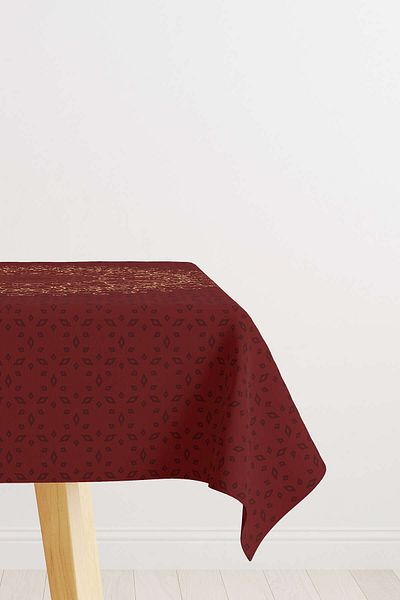 Cango Home Red Claret Red Ramadan Themed Motif Patterned Digital Printed Tablecloth Cgh1286-ms