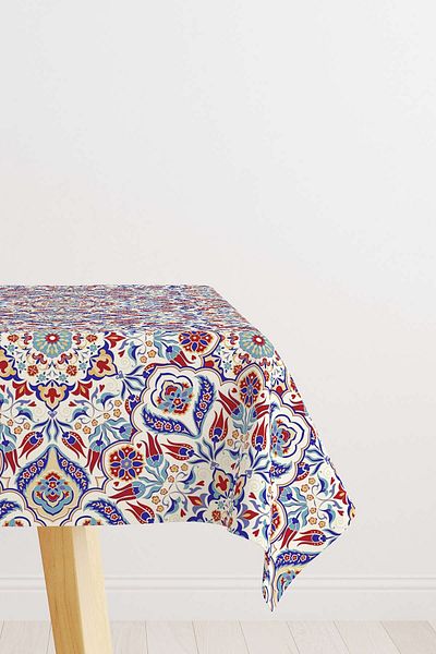 Cango Home Red Ethnic Tulip Motif Special Design Pillow Tablecloth Otyk002-ms