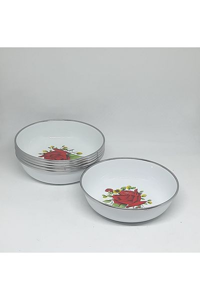 Avşar Enameled House 16 cm 6 Li Enameled Plate Brown Brown Plate
