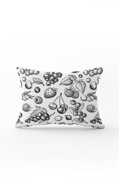 Cango Home Față de pernă cu două fețe, 35x50, alb, negru, cu model de fructe - Cgh147-3550