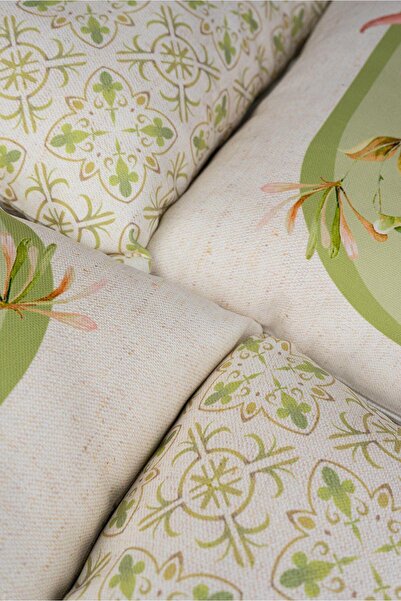 Cango Home Double Sided Green Cream Decorative Flower Patterned 4-Piece Digital Printed Throw Pillow Cover Set 4kmbs263-ct