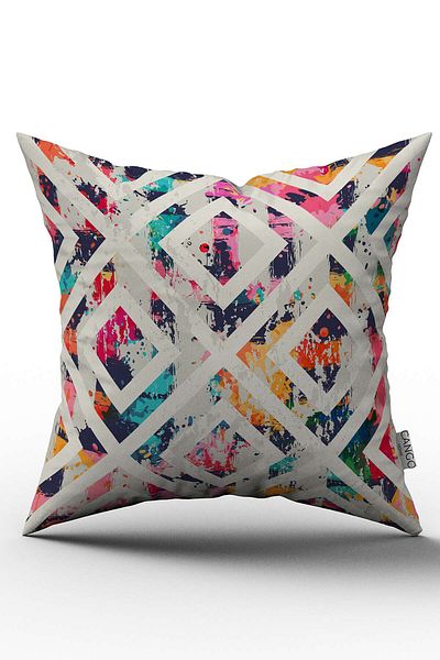 Cango Home Cream Multicolored Geometric Patterned Throw Pillow Pillow Case - Cgh076