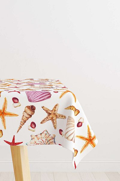 Cango Home Red Orange Marine Patterned Digital Printed Tablecloth Otyk818-ms