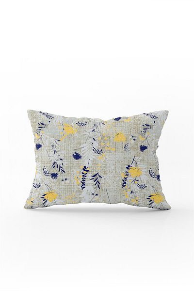 Cango Home Double Sided 35x50 Dark Blue Yellow Floral Throw Pillow Pillow Case - Cgh075-3550