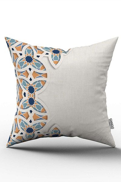 Cango Home Cream Orange Ramadan Themed Decorative Patterned Digital Printed Throw Pillow Cover CGH1301