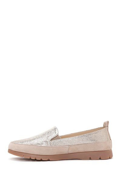 Derimod Beige Glitter Leather Women's Loafer - Comfort 24sfd1510sm