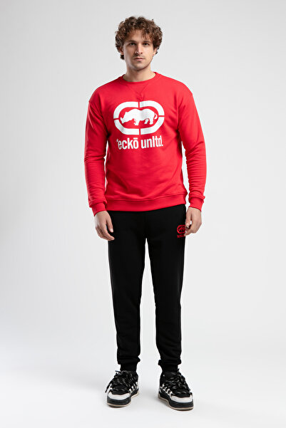 ECKO UNLTD Liberty Red Crew Neck Printed Loose Fit Men's Sweatshirt