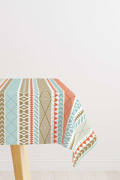 Cango Home Nordic Ethnic Orange Blue Desktop Cgh488-Ms