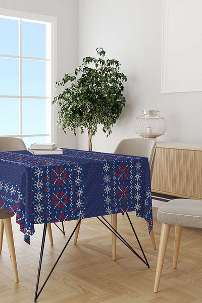 Cango Home Red Blue Christmas Themed Digital Printed Tablecloth Cgh838-ms