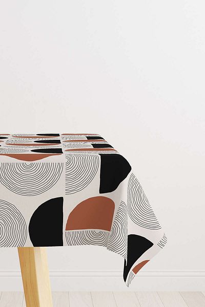 Cango Home Καφέ Μαύρο Bohemian Scandinavian Digital Printed Τραπεζομάντηλο Cgh1232-ms