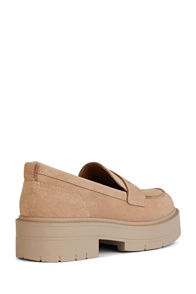 Geox Beige Suede Leather Masculine Women's Loafer - Spherica Ec7 D36vdı00022c8191