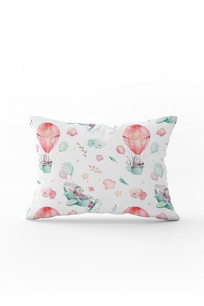 Cango Home Double Sided 35x50 Pink Turquoise Children's Helicopter Balloon Patterned Throw Pillow Pillow Case - Cgh014-3550
