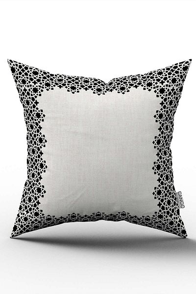Cango Home Black Cream Ramadan Themed Decorative Patterned Digital Printed Throw Pillow Cover CGH1319