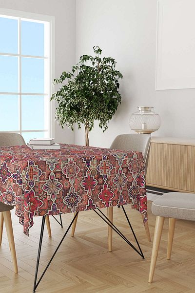 Cango Home Pink Retro Vintage Patterned Digital Printed Tablecloth Otyk022-ms