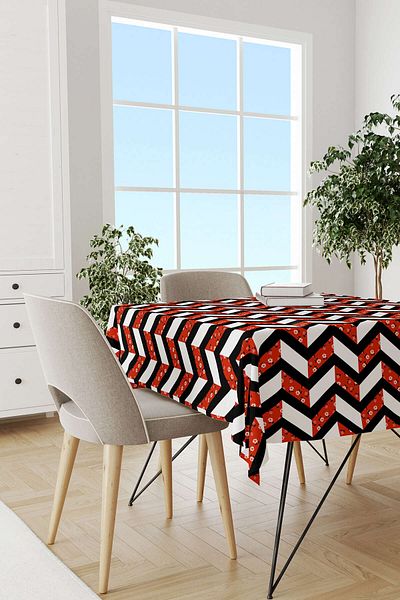 Cango Home Geometric Patterned Digital Printed Tablecloth