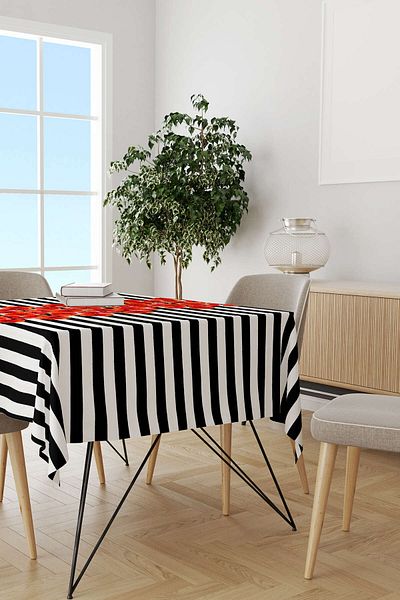 Cango Home Hanorac de birou cu dungi roșii negre cu model de flori cu imprimare digitală Cgh1072-ms