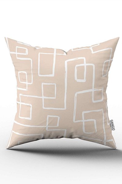Cango Home Κάλυμμα μαξιλαριού Bohemian Nordic Geometric Pattern Throw - Διπλής όψης, Κρεμ Λευκό, Ψηφιακή εκτύπωση Cgh1202