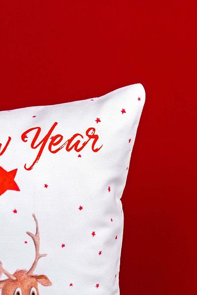 Cango Home Double Sided Red Deer New Year Themed Digital Printed Throw Pillow Cover -cgh1372-ct