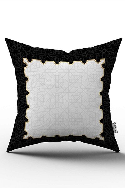 Cango Home Black and White Ramadan Themed Decorative Patterned Digital Printed Throw Pillow Cover CGH1310