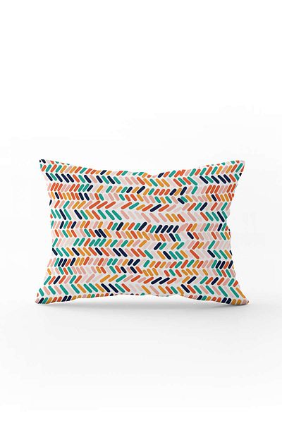 Cango Home Double Sided 35x50 Orange Green Tropical Geometric Patterned Digital Printed Throw Pillow Cover Cgh1045-355