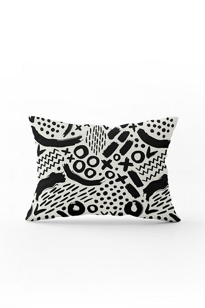 Cango Home Față de pernă cu două fețe, 35x50, alb-negru, cu model geometric modern - Cgh105-3550