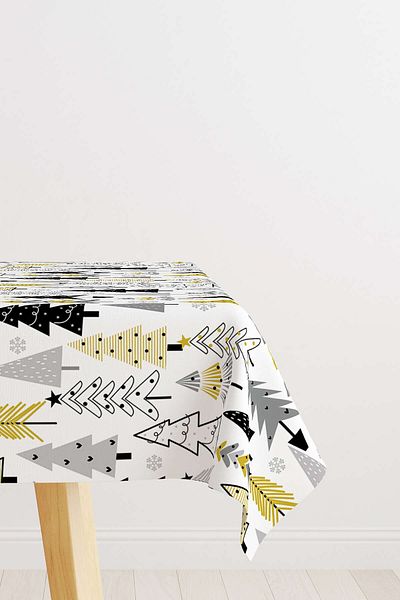 Cango Home Yellow Black Christmas Themed Digital Printed Tablecloth Cgh819-ms