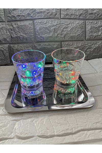 MİMOZA PARK 2 Large Size Crystal Color Changing Coffee Side Cups Cocktail Glasses - (Not Glass)