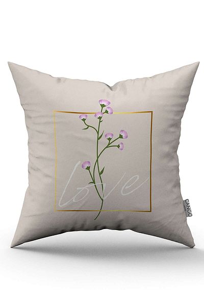 Cango Home Husa de perna imprimata cu model de flori cu dragoste crem Cgh1010