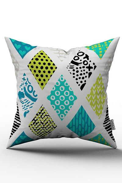 Cango Home Față de pernă cu două fețe, albastru, verde, cu model geometric modern - Cgh065-ct