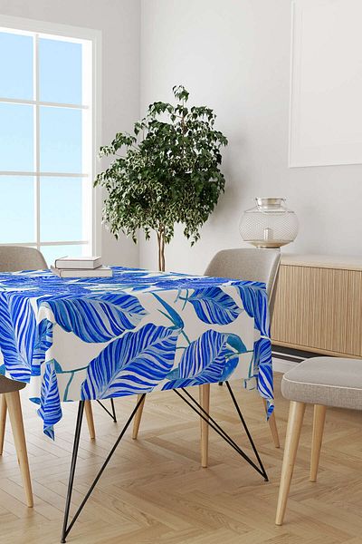 Cango Home Hanorac de birou imprimat digital cu frunze albastre Otyk492-ms