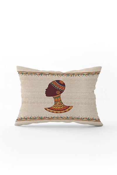 Cango Home Față de pernă cremă etnică africană, imprimată digitală, imprimată digitală -cgh1260-3550 Imprimare față-verso